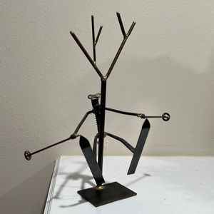 Skier hitting a tree , Brazed Metal Artwork Figure